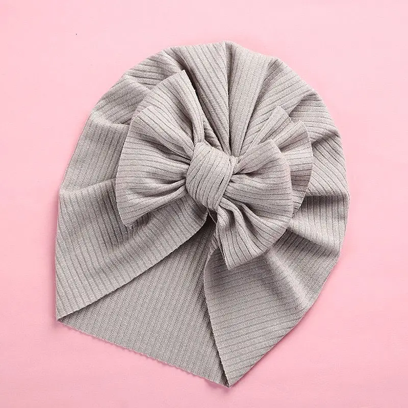 Knit Bows Turban Headwraps Newborn baby Bow Hat Solid Color High Stretch Elastic Turban Princess Hair Accessories