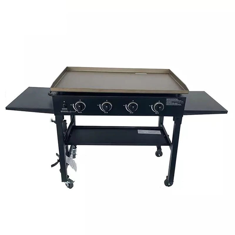 Commercial Portable Butane Gas Bbq Stove Set With Square Grill Pan Non-Stick Griddle Bbq Gas Grill With Lid