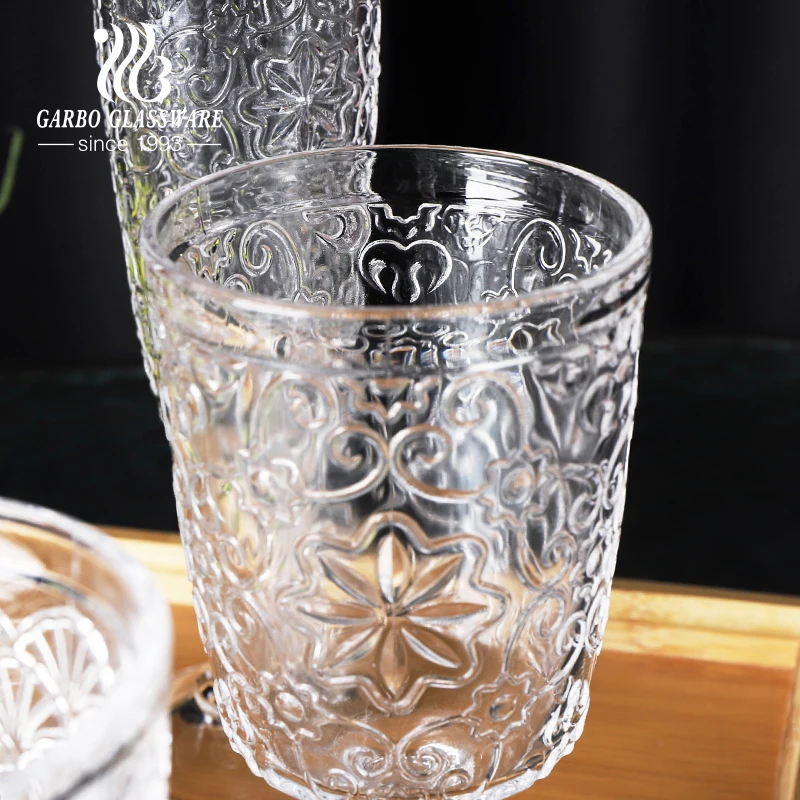 Classic Vintage transparent engraved white red wine champagne glass cups long stem goblet stemware for European country