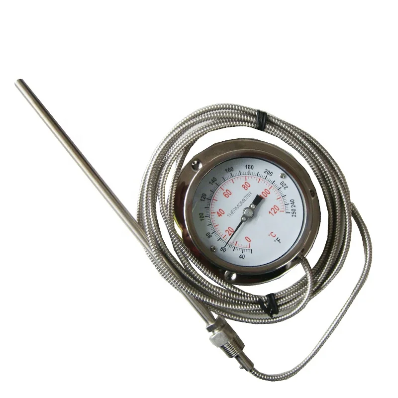 Remote reading stainless steel capillary thermometer