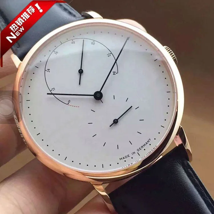 2018 Popular German Brand 3 Pointer Working Leather Strap Unique Stylish Design Super Slim Simple Minimal Man Western Wristwatch