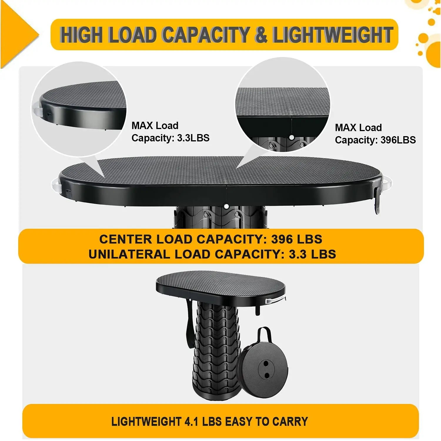 Retractable Folding Stool Portable Sturdy Lightweight collapsible lightweight telescoping stool Plastic Seat