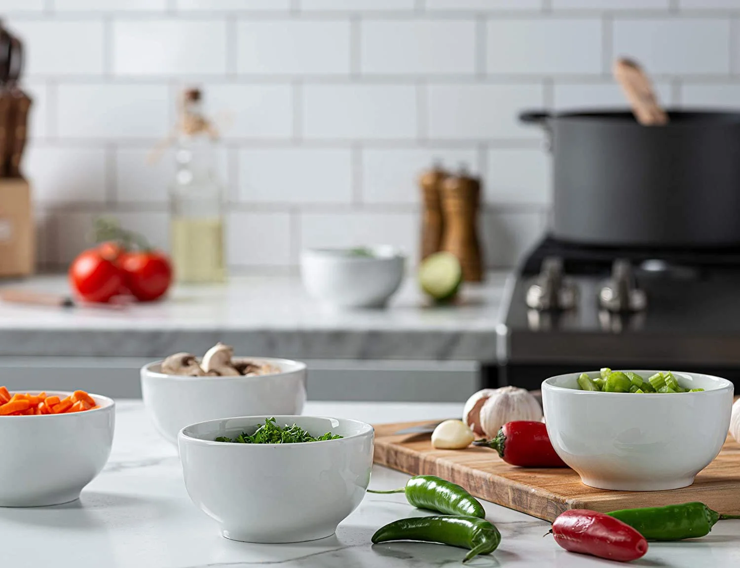 Set of 4 Porcelain Stack able Soup Bowls Ceramic Cereal Bowl  Rice Bowl Set Tableware Items for Restaurant Home Party