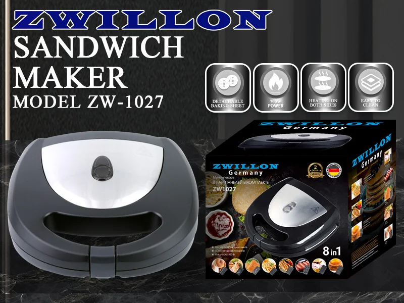 Sandwich Maker 6 in 1 with Detachable Plate Multifunction Toster Grill Steak Sausage 2 Slice Automatic Non Stick