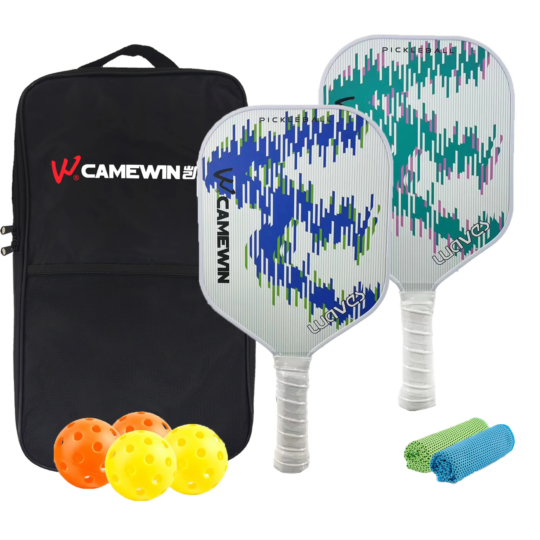 Training T300 Pickleball Paddle Set Fiberglass USAPA Approved Honeycomb Core Black Pickleball Paddles Set