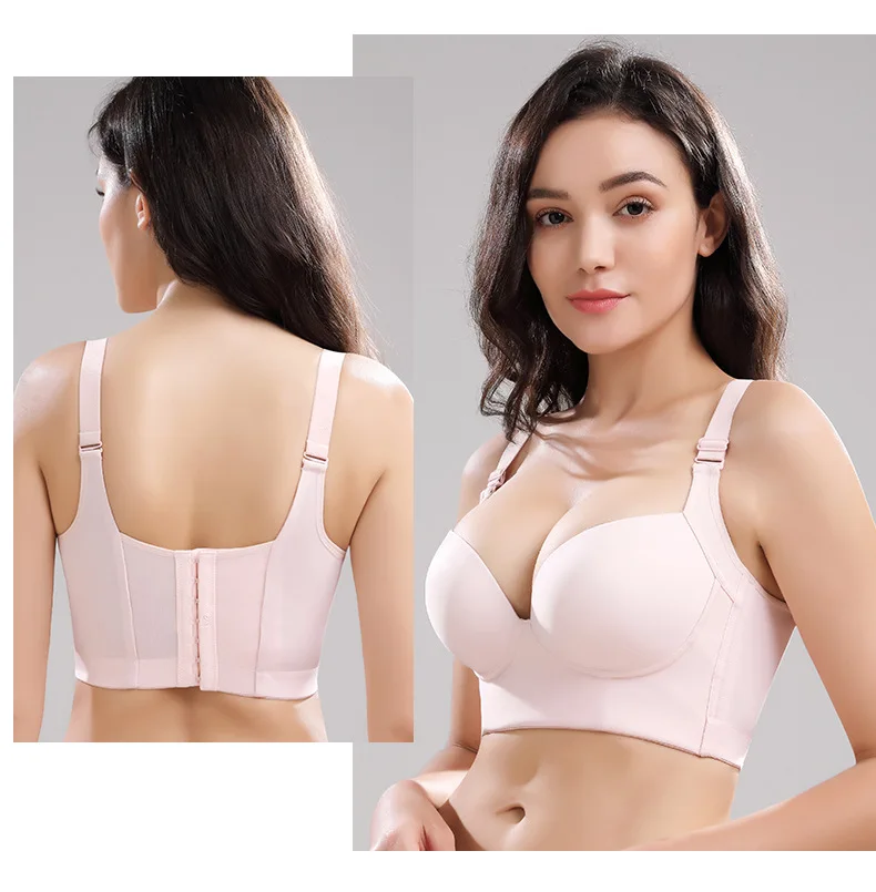 Women Deep Cup Bra Hide Back Fat Underwear Shaper Full Back Coverage seamless Plus Size Push Up Bra/bra set