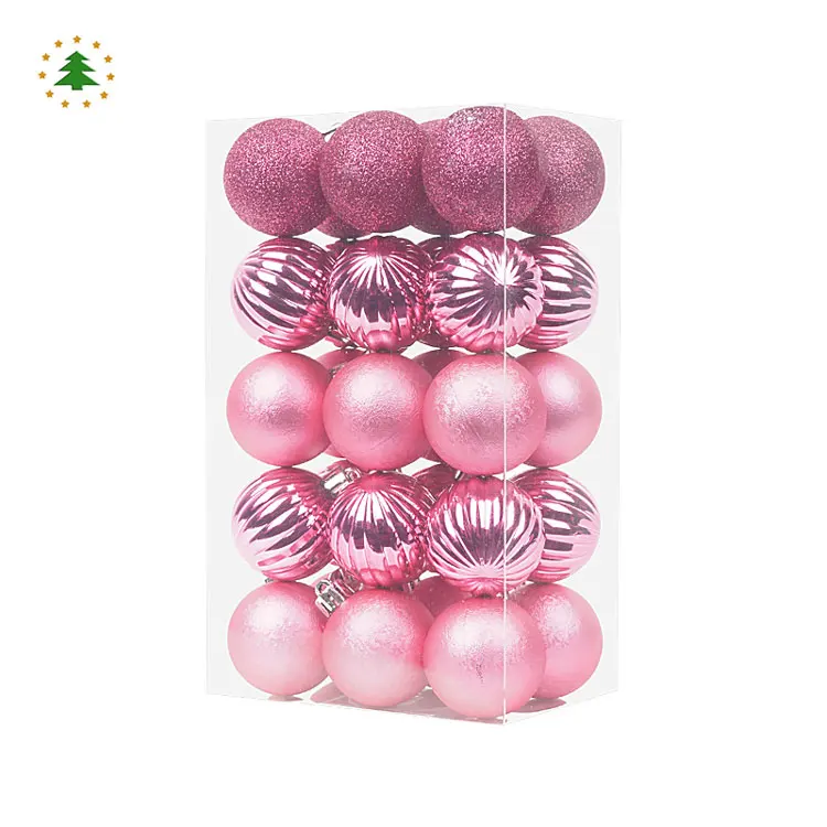 Jintai china manufacturers wholesale custom luxury glitter 4cm pink christmas tree ball ornaments in bulk