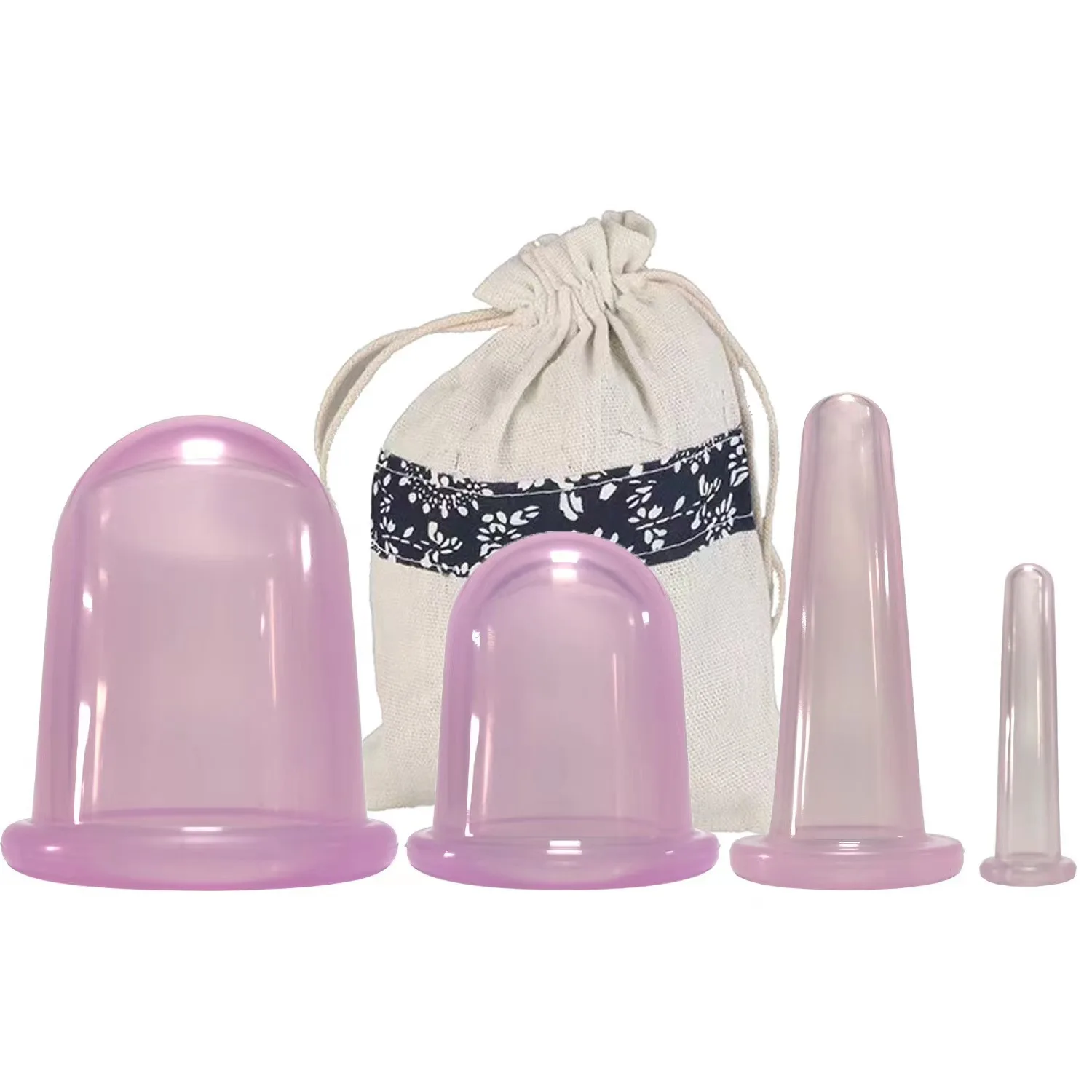 4pcs/Set Facial Cups set Anti Cellulite Silicone Medical Vacuum Massage Cupping Cup Therapy