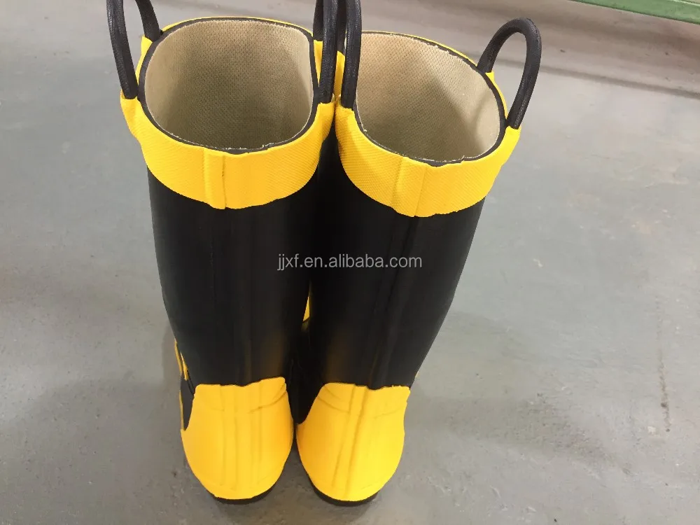 Firefighter safety steel toe steel midsole fire rubber boots fireman shoes