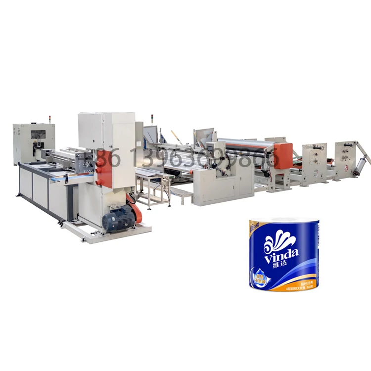 automatic toilet roll tissue paper embossing rewinding perforating machine equipment for production of make toilet tissue paper