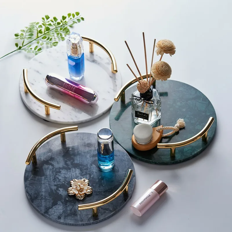 All-season Kitchen black white Tabletop Marble Tray Rectangular Storage Organizer Tray