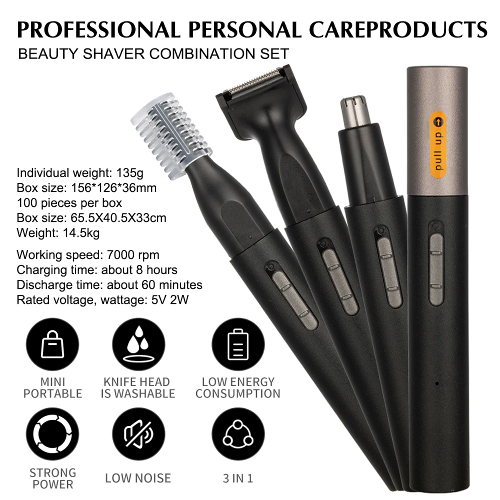 2024 Professional Painless Eyebrow & Facial Hair Trimmer for Men Women Ear and Nose Hair Trimmer Clipper