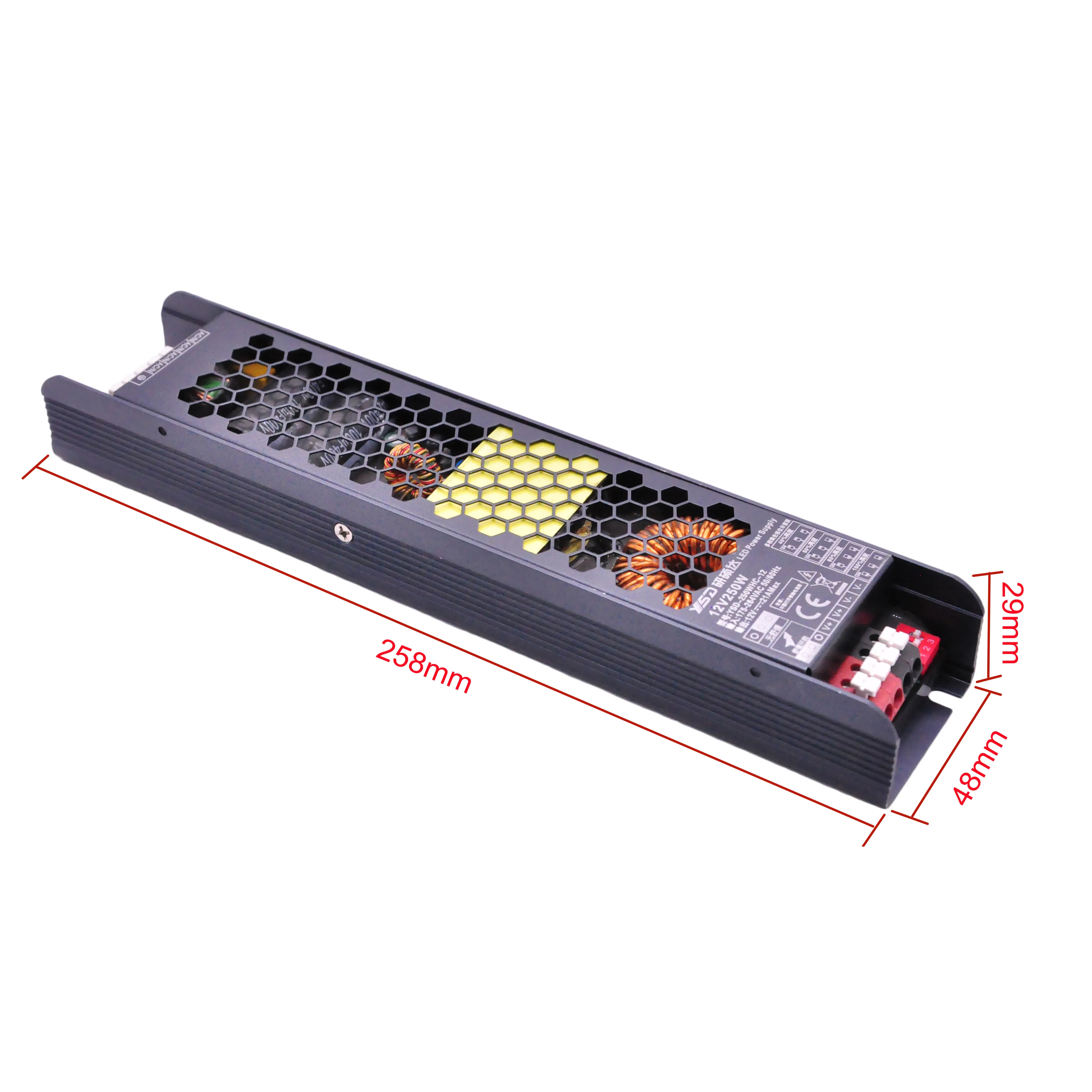 YSD led SMPS constant voltage led driver DC 24V 250W 10.5A high frequency super slim ultra thin ip20 indoor light