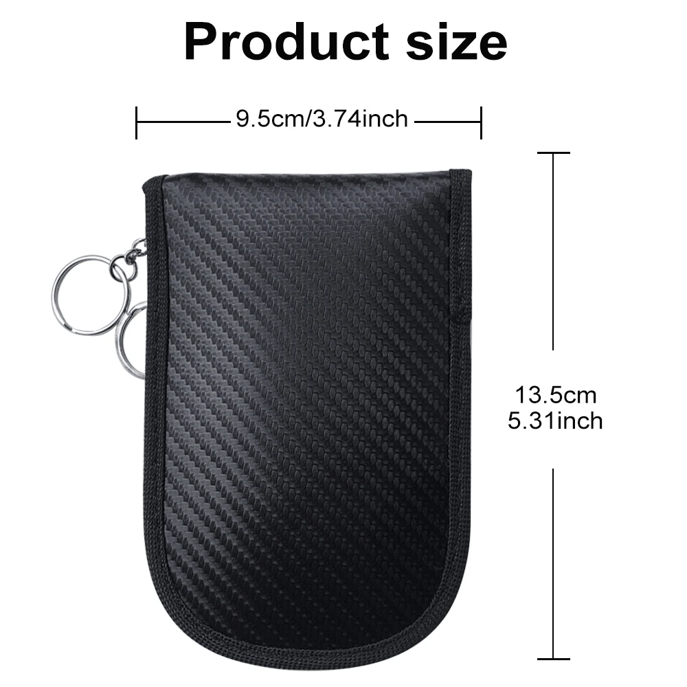 RFID Carbon Fiber Faraday Key Fob, Car Key Signal Blocking Faraday Bags, Car Security Protection Key Faraday Pouch