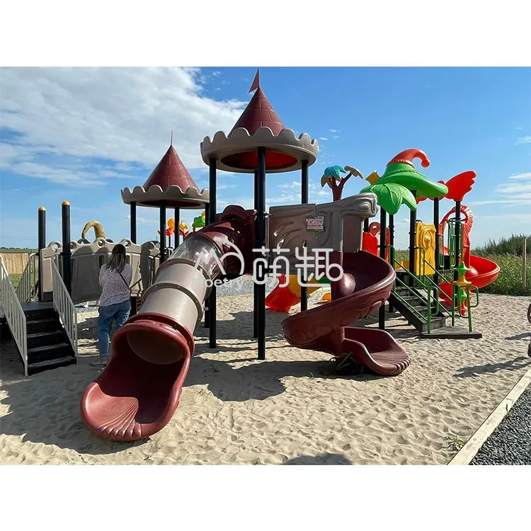 Moetry Castle Theme Outdoor Steel Playground Plastic Slide for Amusement Park Preschool Children