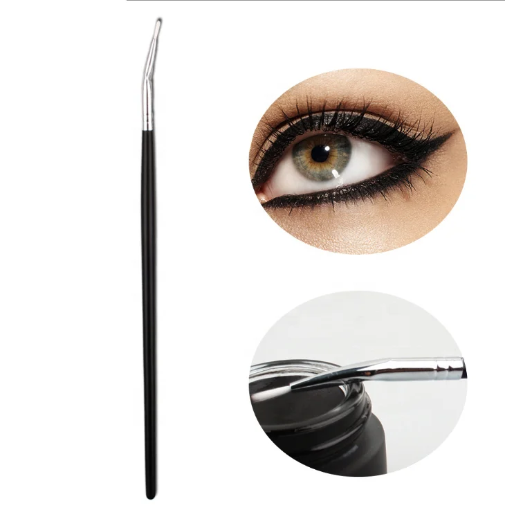 Professional Bent Tip Eyeliner Brush Single Bent Thin Eyeliner Brush Custom logo Ultra Fine Bent Angled Eyeliner Brush