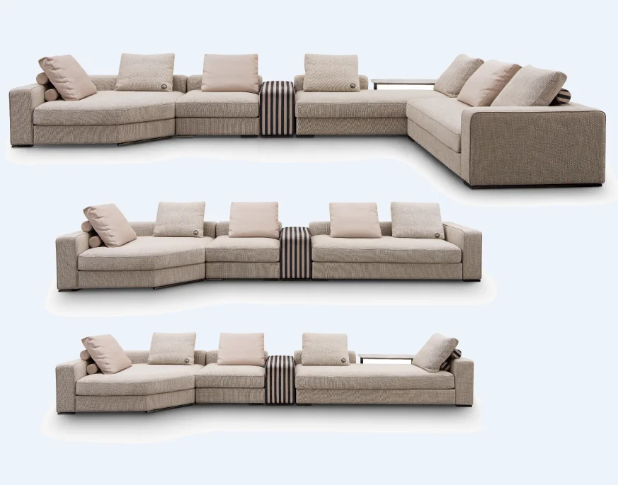 luxury furniture corner couch Italian contemporary fabric l shape sofa set for living room