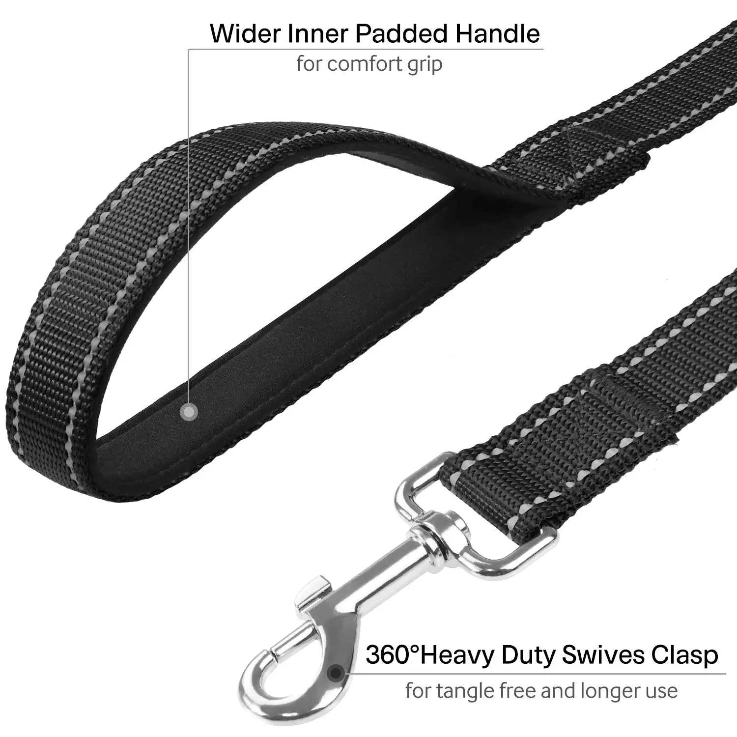Advanced Easy Snap Hook 2 Comfortable Padded Handles Heavy Duty Dog Leash for Large Medium Small Breed Dogs