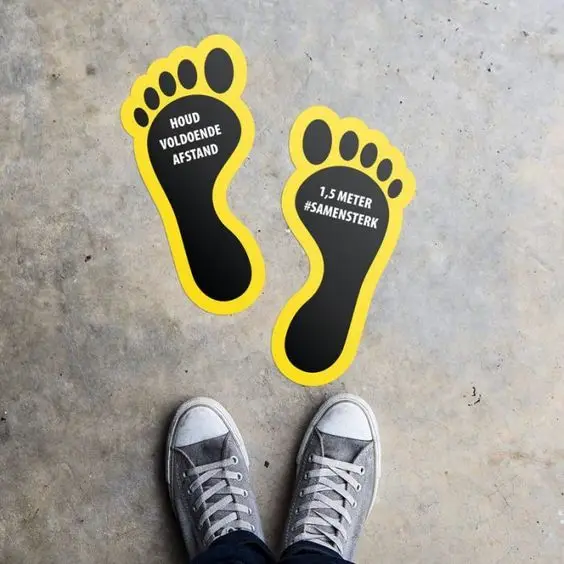 Floor Sign Sticker Anti Slip Custom Die Cut Vinyl Waterproof Vinyl Sticker Distance Safety Sign Sticker