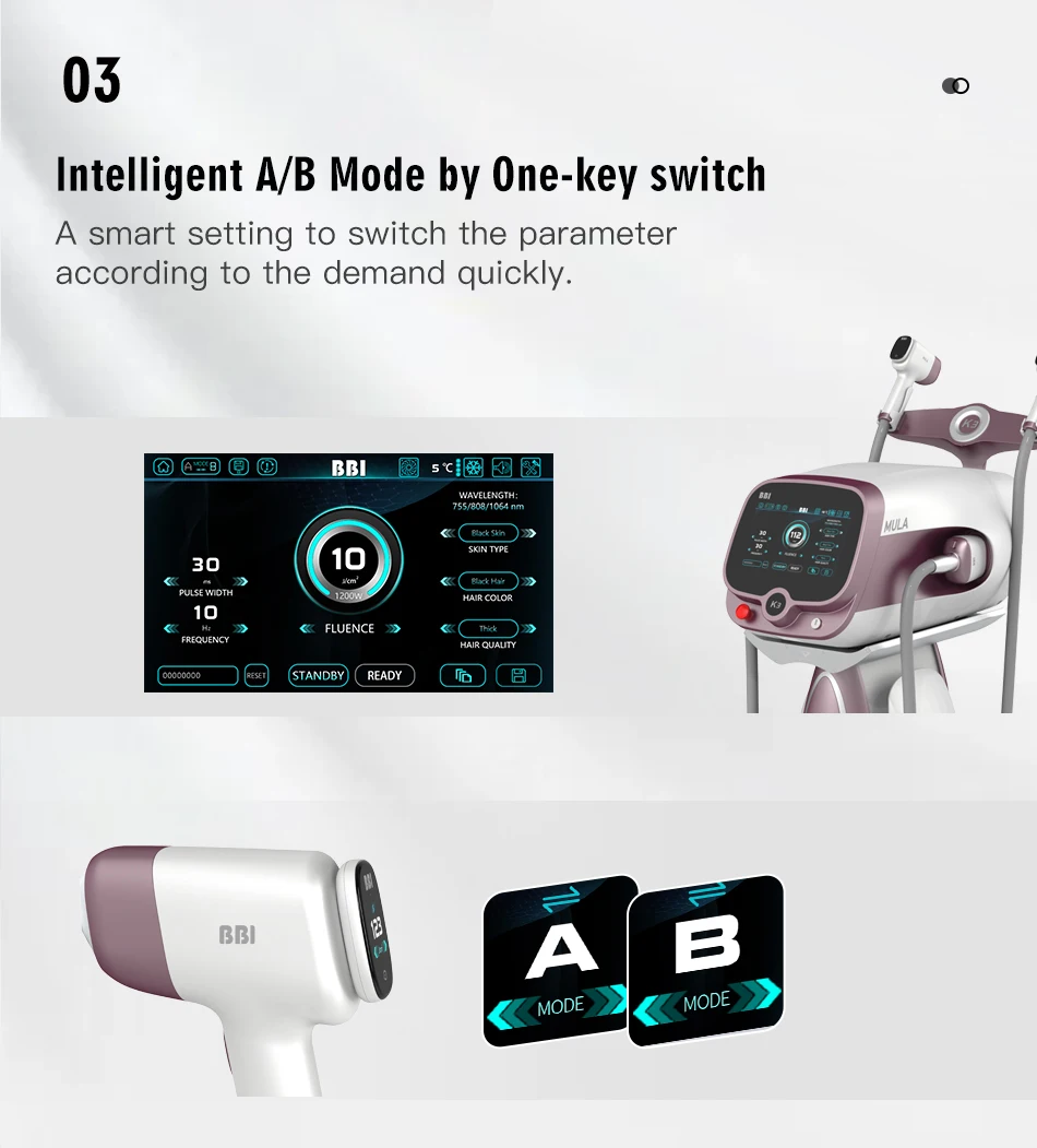 BBI 3 Wavelength 755nm 808nm 1064nm Diode Laser Hair Removal Machine System 2 Handles Alexandrite Laser