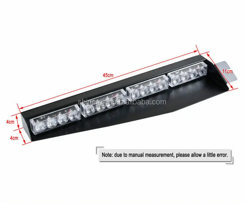 32LED Visor Lights 26 Flash Patterns Windshield Emergency Hazard Warning Strobe Beacon Split Mount Deck Dash Lamp
