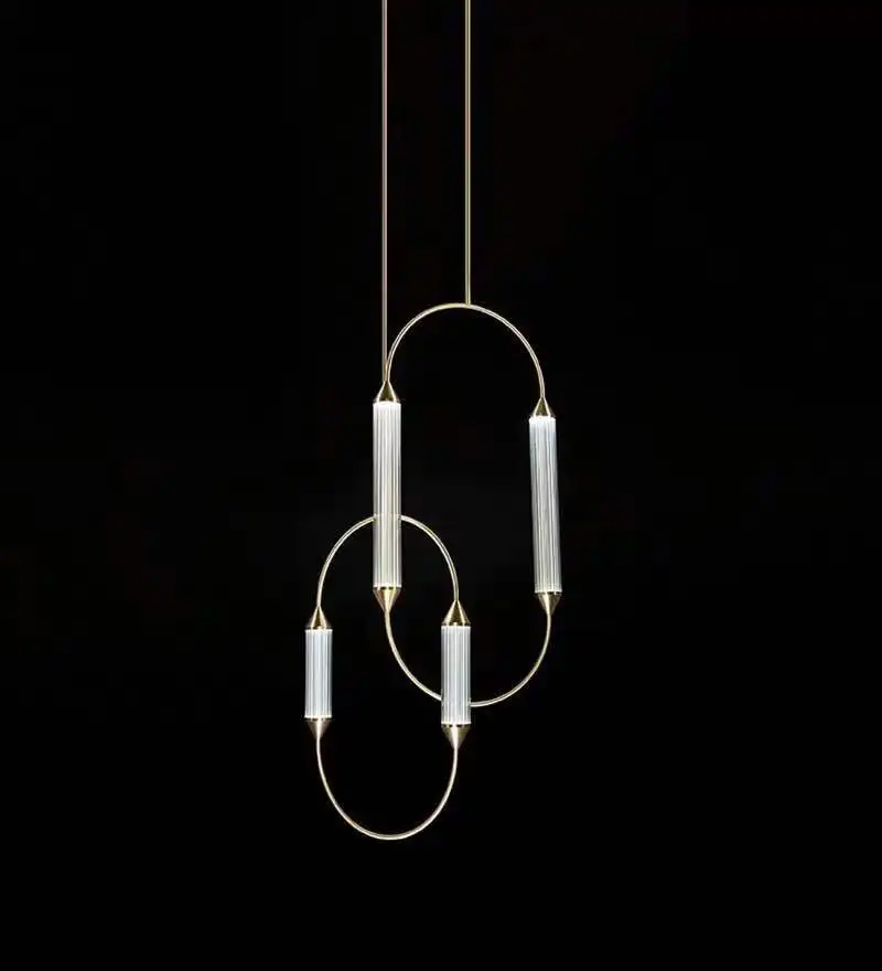Modern Metal Glass tube Pendant lamp LED  suspended lighting fixture metal for art decoration