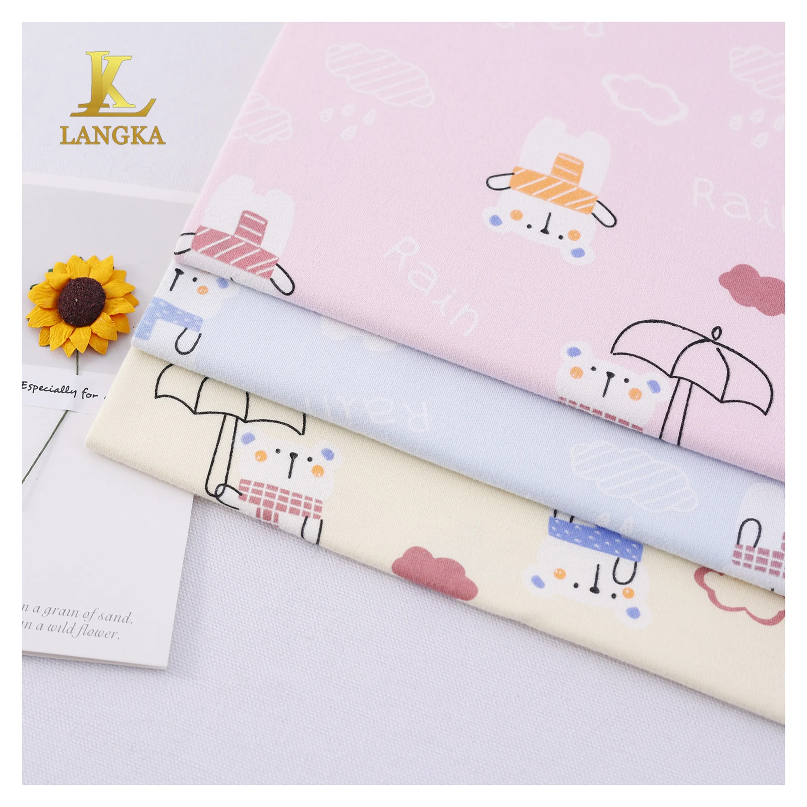Langka 180GSM чесаное трикотажное 95 органический хлопок 5 спандекс стрейч один Джерси ткань для нижнего белья футболка одежда
