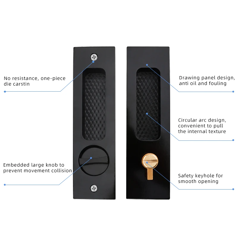 Roeasy  aluminum sliding glass door stainless steel handle lock door guard flush latch slide bolt lock hardware