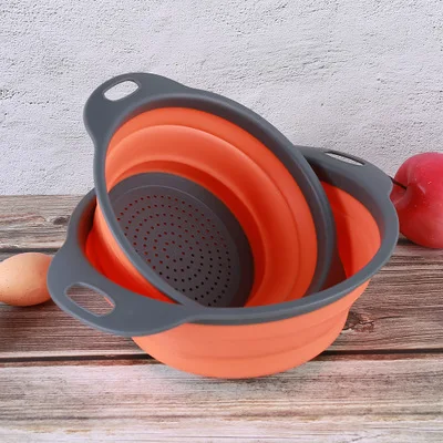 Folding draining plastic basin with drain rack basket kitchen for bowls fruit and vegetable