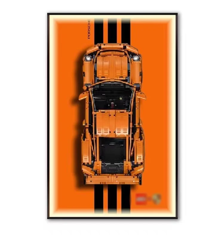 TD088 Building block sports car wall display frame beautiful house can support customization many styles for you to choose from