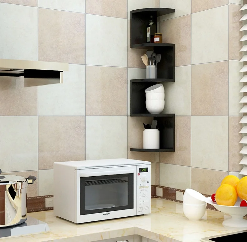 Modern Corner Book Shelf  5 layer Wooden Wall Bookcase Decorative Storage Shelf Rack