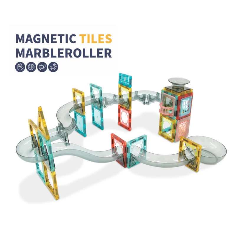 DIY Assemble Magnetic Marble Run Track Set Plastic Ball Runs Game Toy Magnetic Tile Blocks Magnetic Building Blocks Toy