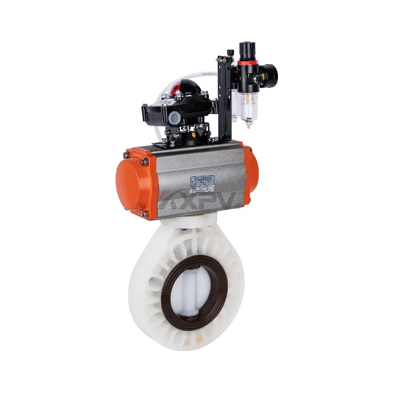 China high quality plastic pvdf pneumatic Butterfly Valve 11/4'-24  11/4in-24in for industry Automatic valve ANSI/ASTM standard