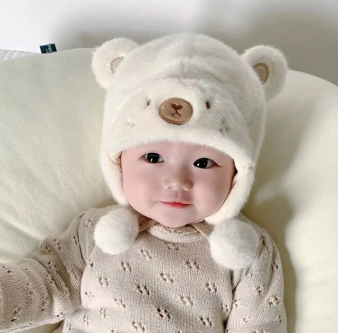 Wholesale Winter Children beanie animal cartoon Kids Baby Knitted Beanie Hat With bear ear
