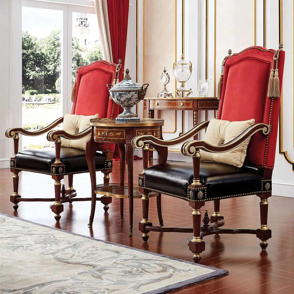
Luxury British elegant antique lounge wood carved bar chair and table for home 