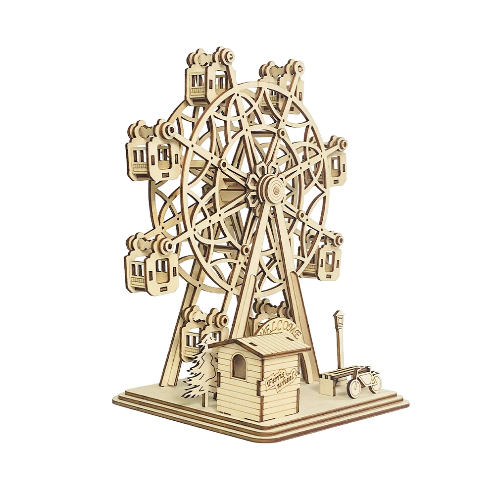 Y-TOP Original Design 3D Ferris Wheel Puzzle Wooden Building Toy for Adults and Kids Hot Sale Products