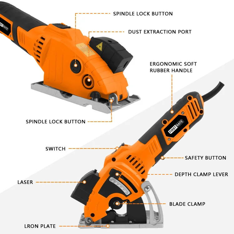 600W Precise Disc Saw High Power Small Size Adjustable Cutting Depth 7400rpm Mini Hand Circular Saw