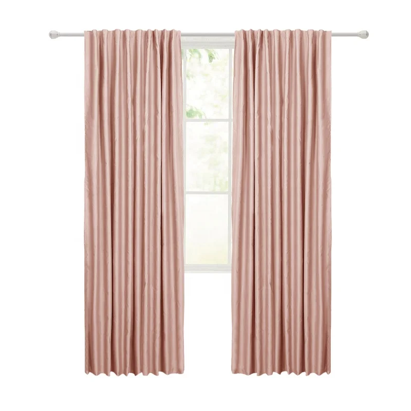 Fashion design smooth blackout fabric curtain block sunlight pink solid window curtains