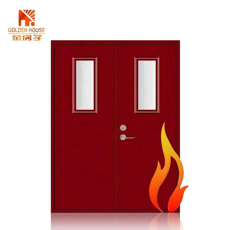UL Certificate approved Narrow Double leaf 90 minute commercial Fire Rated Steel Door for emergency exit