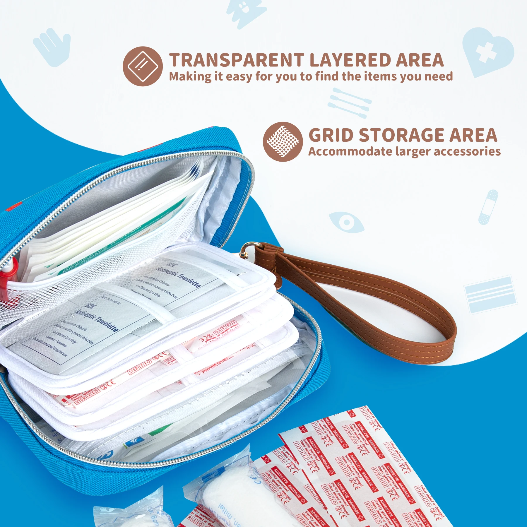 Customized Logo OEM Baby Kids Ready To Use First Aid Kit Full Stocked Set Medical Kits With First Aid Equipment