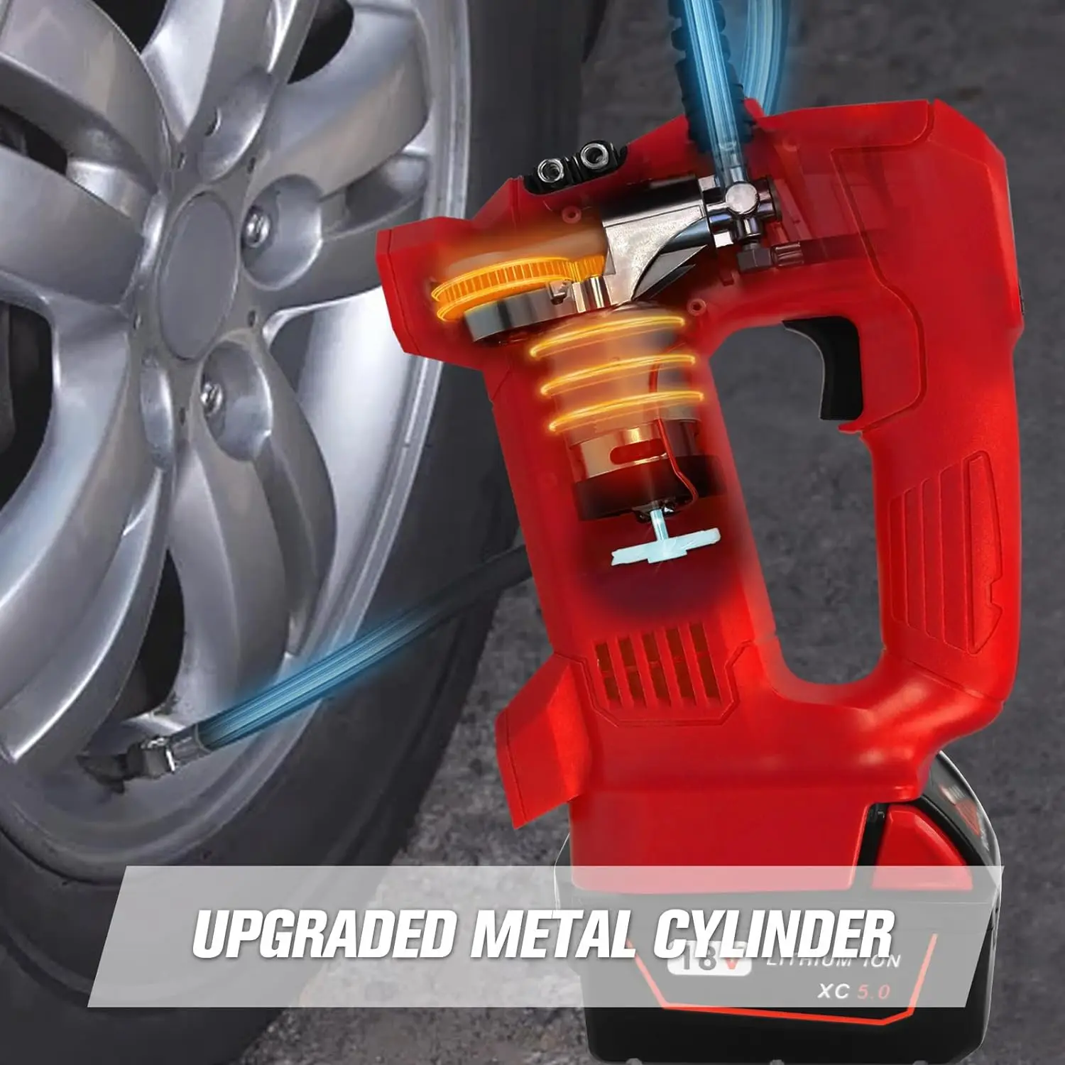 Portable cordless inflator150PSI Max Air Pump with Digital Pressure Gauge& 3 Nozzle for Car Tires,Trucks,Motorcycles,Ball