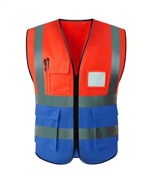 Factory Supply High Visibility 100% Polyester Reflective Jackets Construction Safety Workwear with Multi Pockets