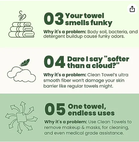 Clean Skin Club Bamboo Clean Towels XL Face Towel Dry Makeup Removing Wipes 100% Bamboo Fibers