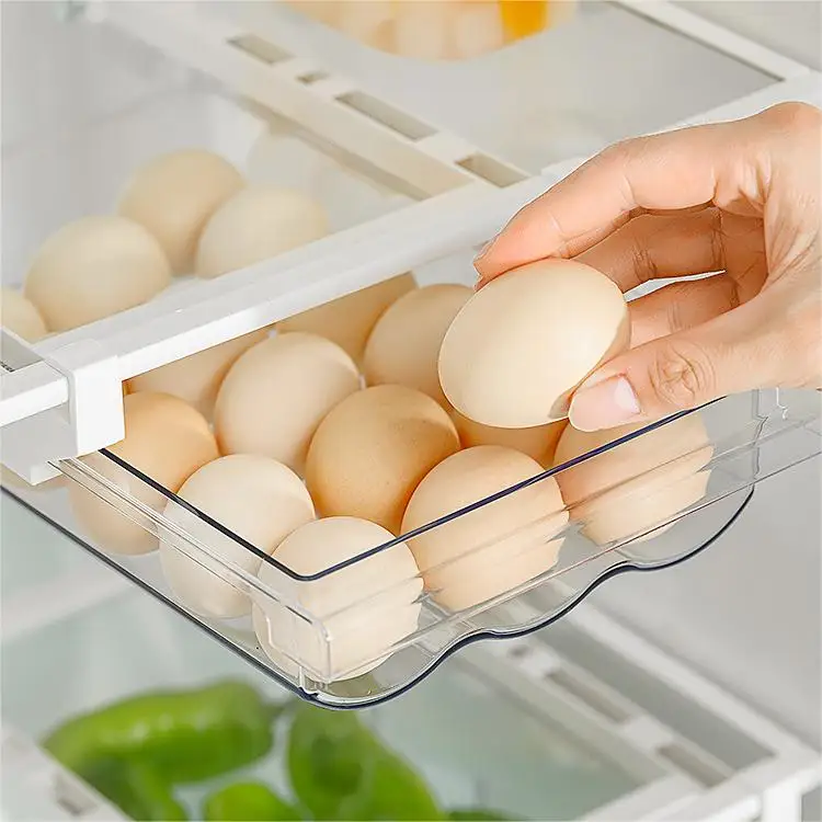 Drawer Type PET Freshness Preservation Food Container Egg Organizer Storage Box for Refrigerator