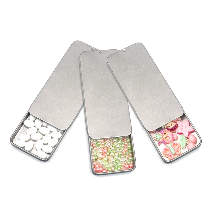 oem odm square metal pill box small mint candy sliding top tin box