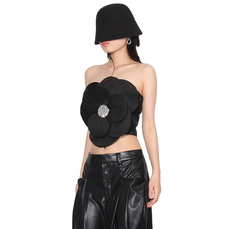 TWOTWINSTYLE Elegant Patchwork Appliques Slimming Vest Sleeveless Backless Vest For Women