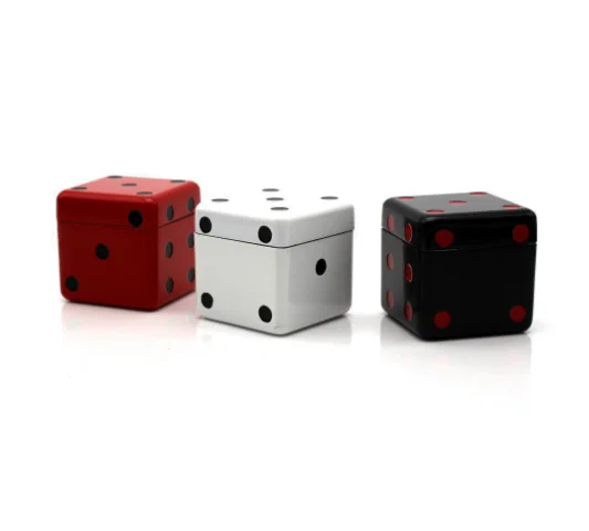 2024 new style customized logo wholesale creative dice shape diameter 40mm 3-layer zinc alloy smoke grinder tobacco grinder