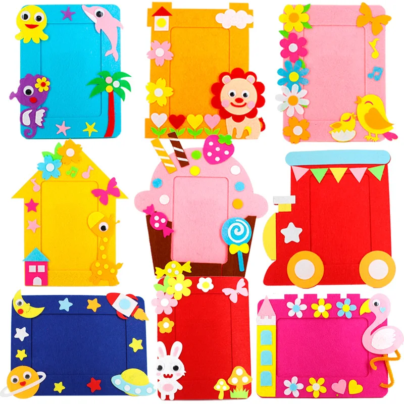 
DIY Non-woven Picture Frame 3D Photo Frame Children Non-woven Stickers Handmade Toys Material Package Craft Toys 