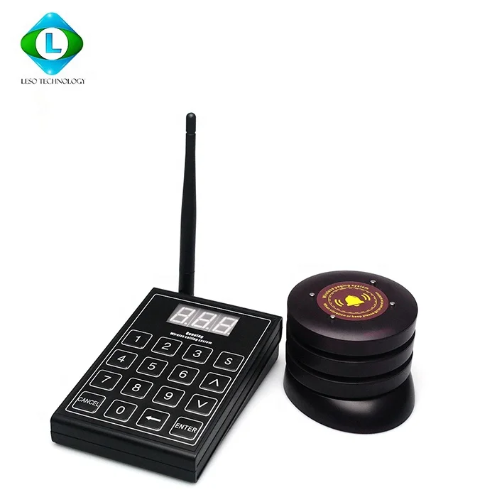 SU-668 Pager Restaurant Calling System Wireless Guest Paging Queuing System Pager for Guests 1 Transmitter+10 Coaster Pagers