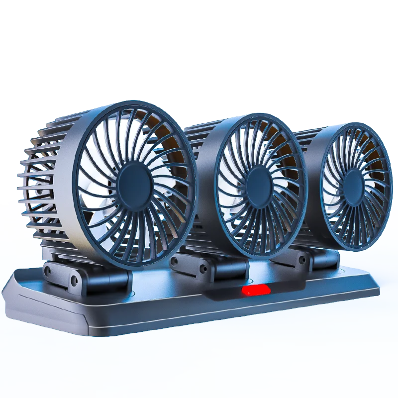 Have Stocks 2-in-1 3 Heads Car Fan 360 Rotation 3 speeds Cooling 5V/12V/24V Adapter USB Portable Vehicle Fan